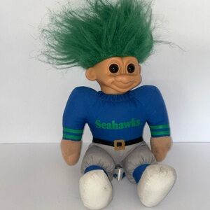 Vintage 1990s Seahawks Troll Doll with Green Hair